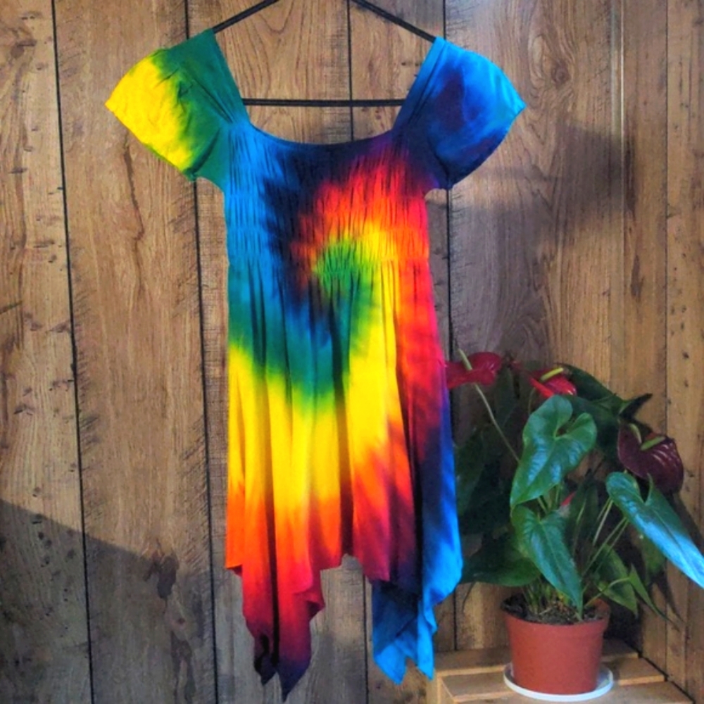 Rainbow Tie Dye Little Girls Dress M